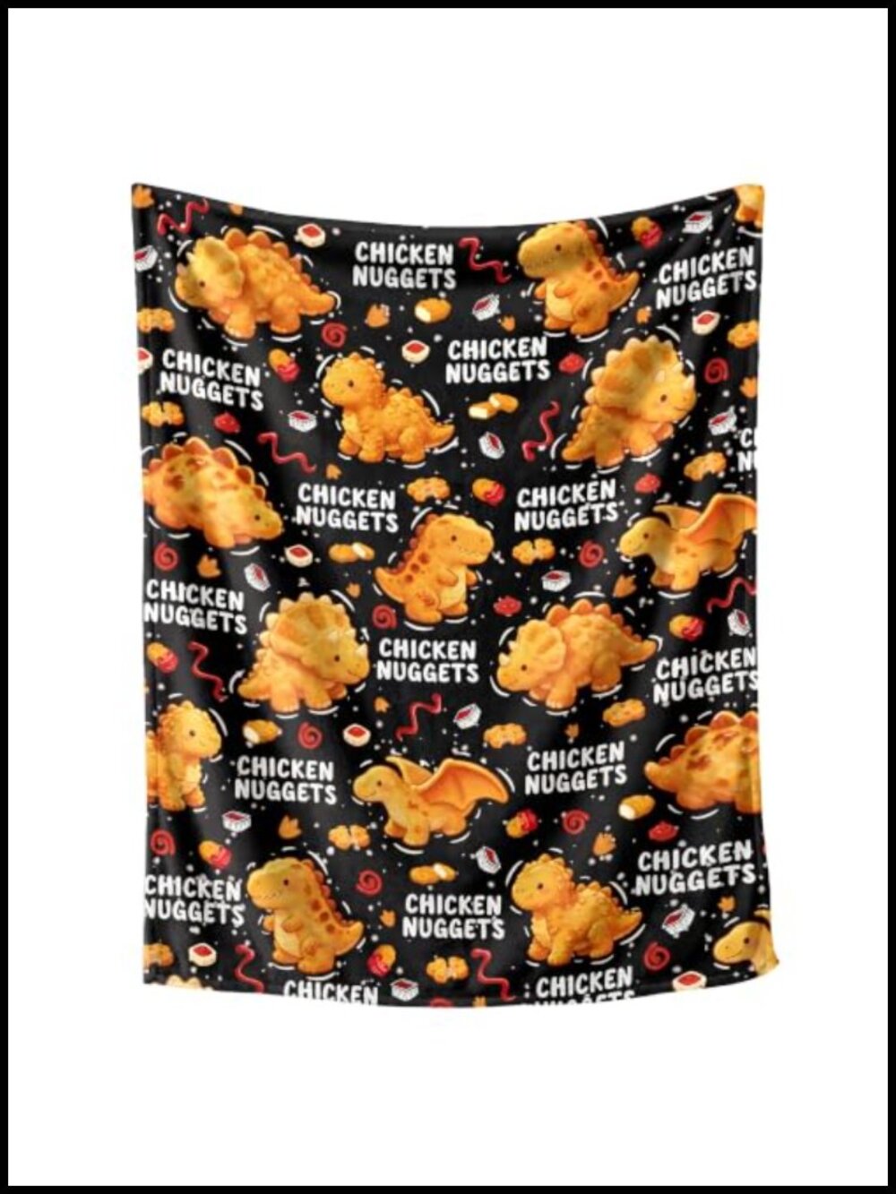 Funny Chicken Nugget Flannel Throw Blanket Soft Plush Cozy Funny Food Print